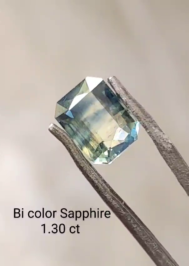 bi color sapphire gemstone 1.30 ct natural gems Ceylon srilanka for ring or jewelry